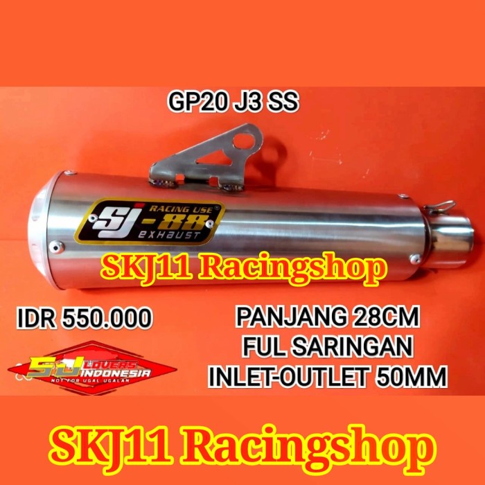 Silincer Slincer Knalpot Sj88 Gp20 28Cm Inlet Outlet 50Mm Ful Saringan