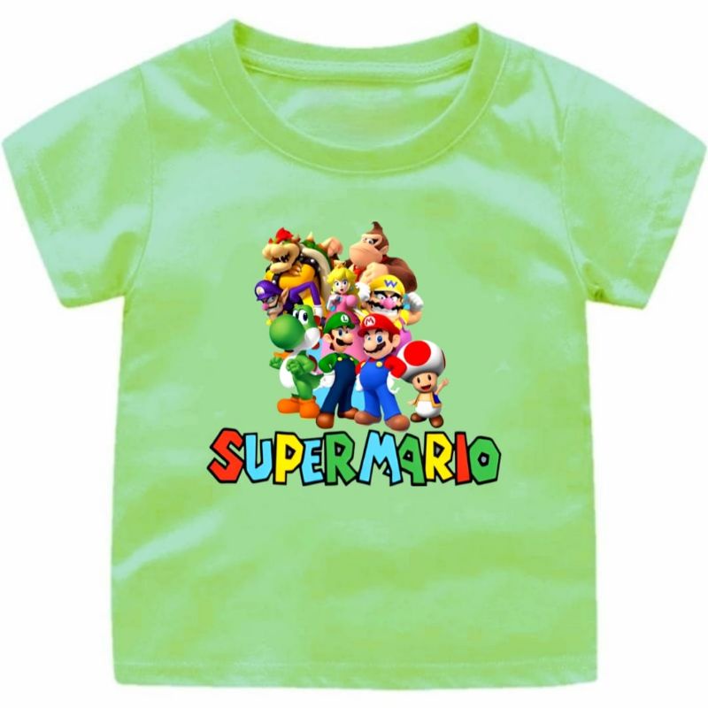 SUPER MARIO NEW Baju Kaos Anak Cowok-Cewek 1-12Tahun SUPER MARIO TERBARU