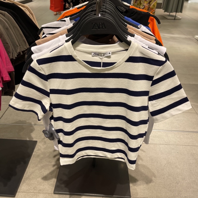 Zara Strip tshirt / kaos zara garis crop