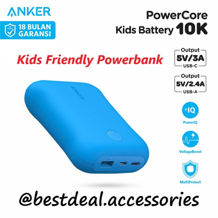 ANKER POWERCORE KIDS BATTERY 10K 10000MAH PD SAFETY POWERBANK - Y1121