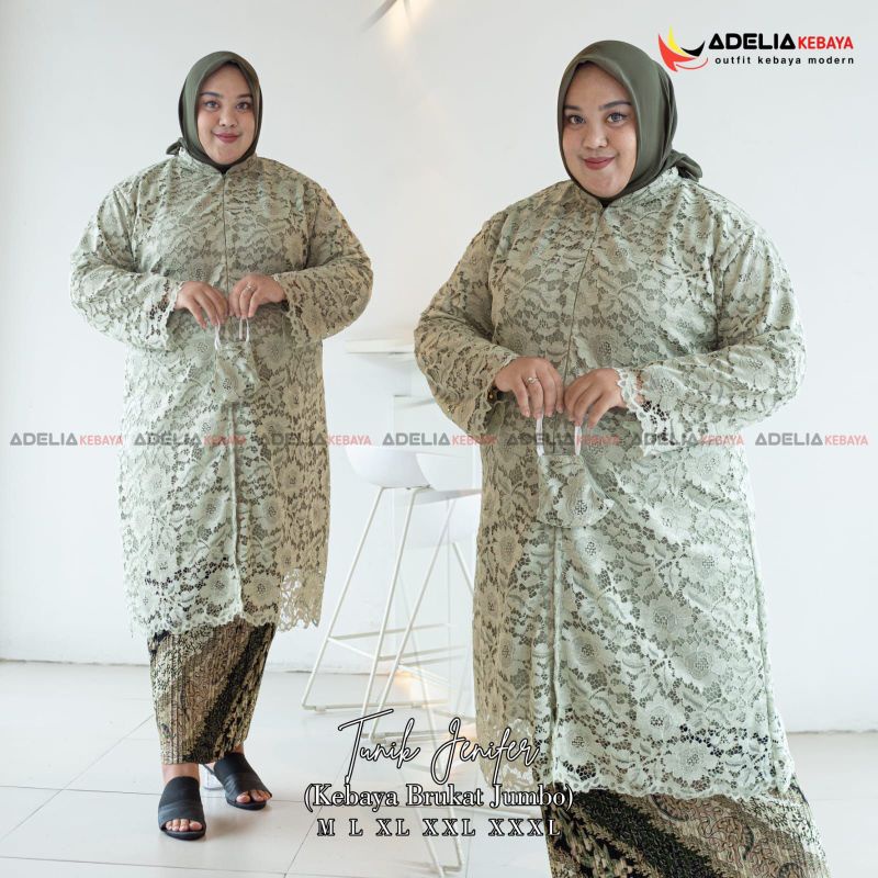 Melia Kebaya - Setelan Kebaya Tunik Jenifer / Kebaya Tunik Brokat Jumbo / Atasan Kebaya Big size ld130