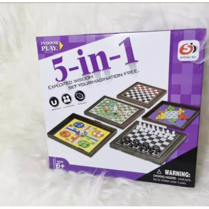 Magnetic Board Game 5 in 1 Mainan Set Lengkap