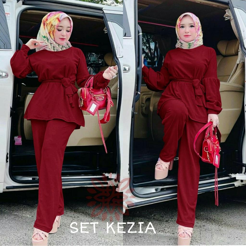 SET KEZIA / SETELAN WANITA MODEL BARU / SET MUSLIM WANITA / SETELAN WANITA KEKINIAN / WANSET WANITA 