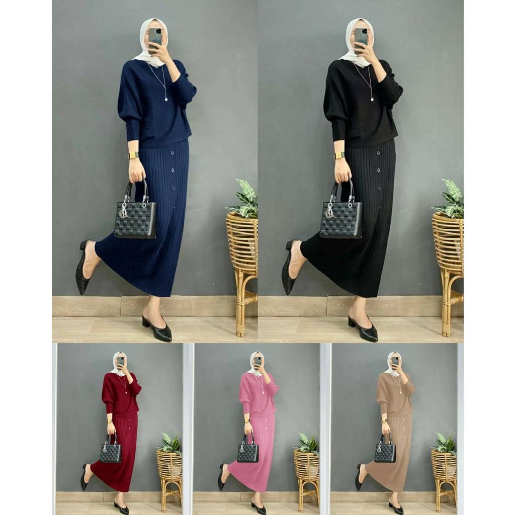 ALOD_SET ANYA KNIT ASLI / WANSET ANYA / SETELAN WANITA KEKINIAN / WANSET TERBARU / SETELAN ROK / WAN