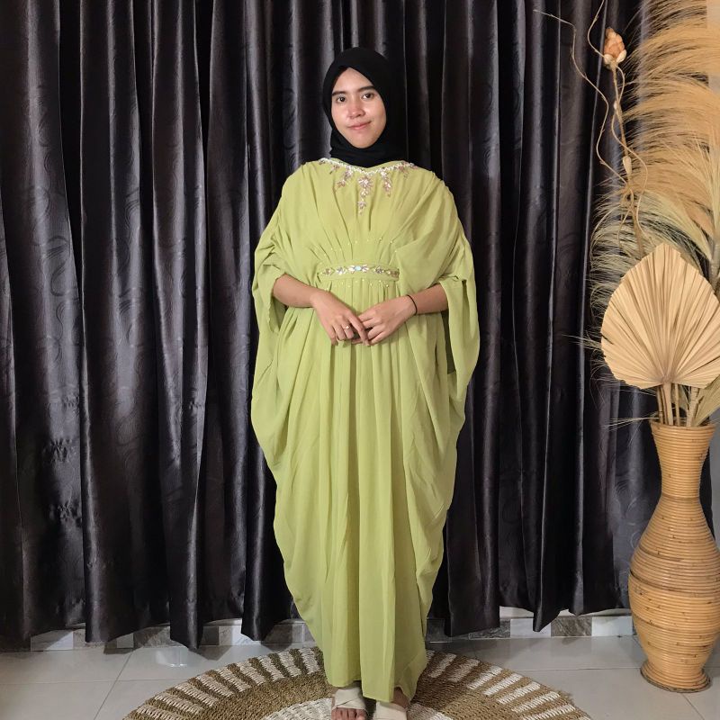 Kaftan mewah kaftan bigsize jumbo Gamis jumbo ld 110 wanita gamis cruty baby dol terbaru baju lebara