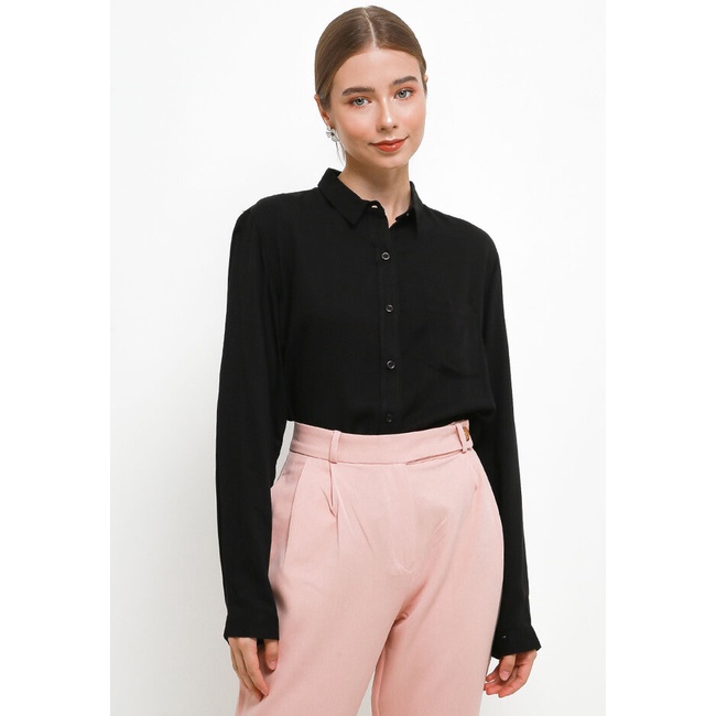 Kemeja Wanita Cardinal Original Polos Cewek Hitam Femme Lengan Panjang Perempuan