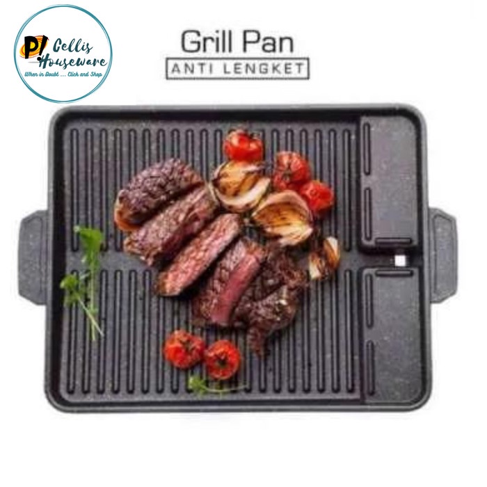 grill pan  YAKINIKU KOREAN BBQ Grill Pan Barbeque Alat Pemanggang 37 cm(V6V1) grill pan anti lengket