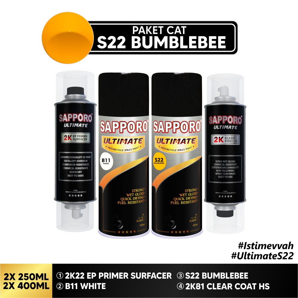 Paket Cat S22 Bumblebee / Sapporo Ultimate / Cat Spray Semprot Aerosol Terbaik