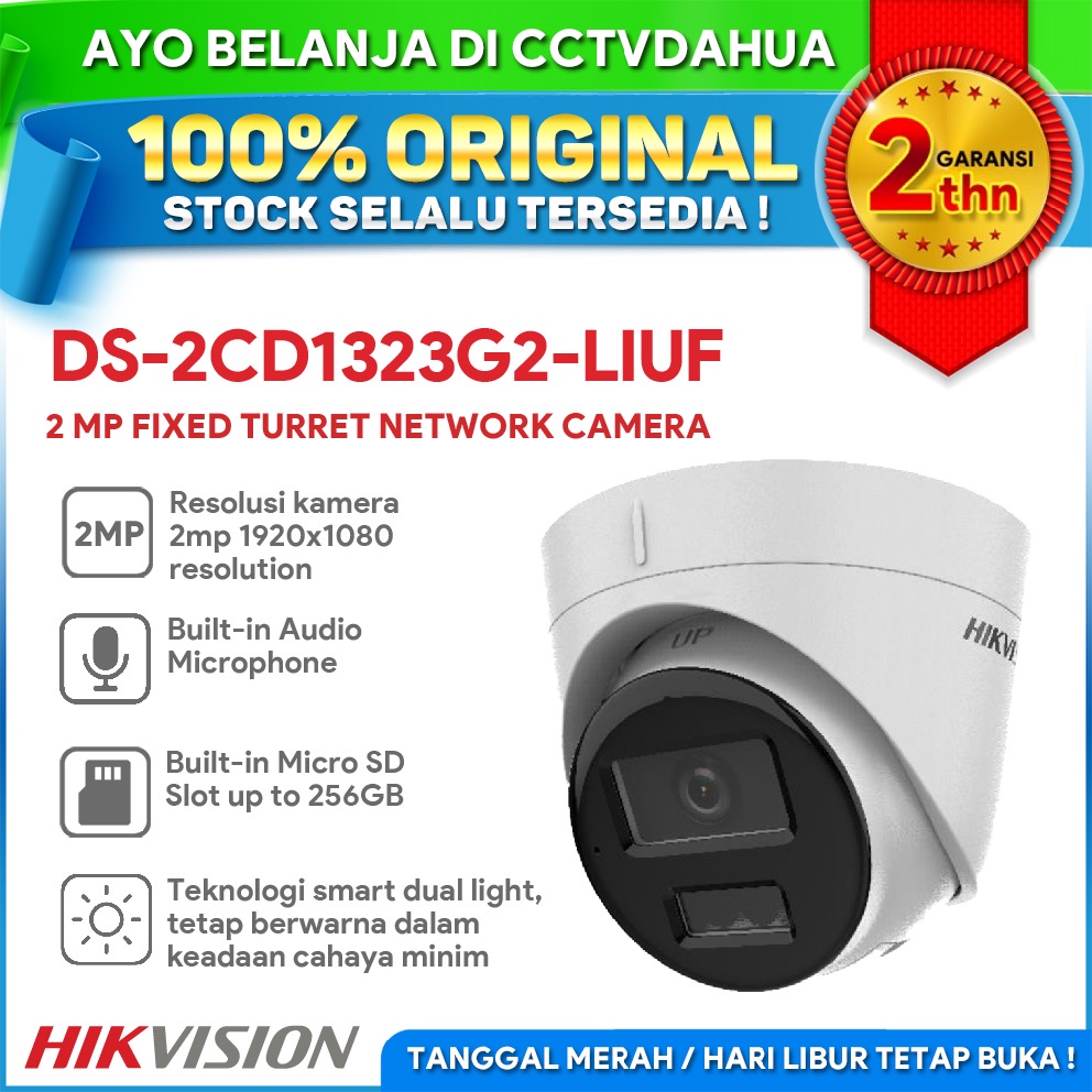 HIKVISION DS-2CD1323G2-LIUF 2MP SMART DUAL LIGHT FIXED TURRET CAMERA