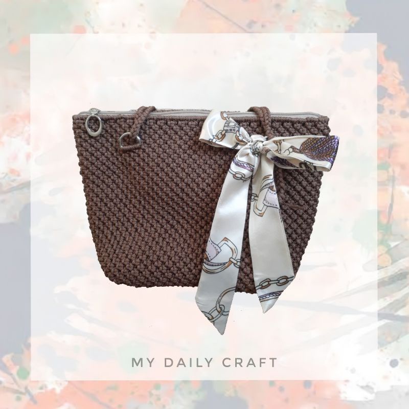 Tas bahu/ tas tangan / shoulder bag / sling bag / tas anyaman / tas tali kur / tas rajut / tas macra