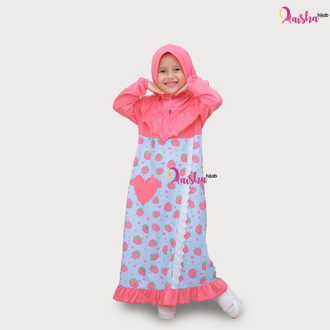 Gamis Kaos Murah Anak Perempuan Umur 1-13 Tahun Motif Strawberry