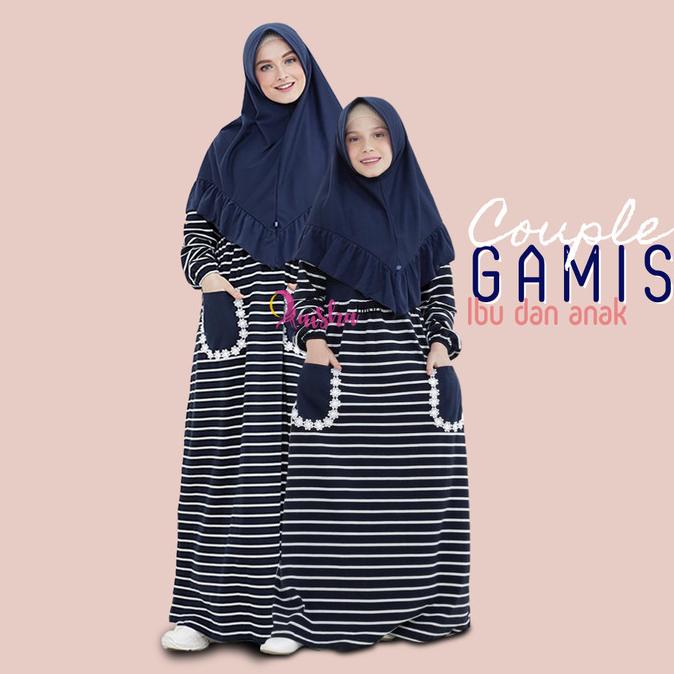 Baju Gamis Kaos Couple Ibu Dan Anak Perempuan Umur 1-13 Tahun Motif