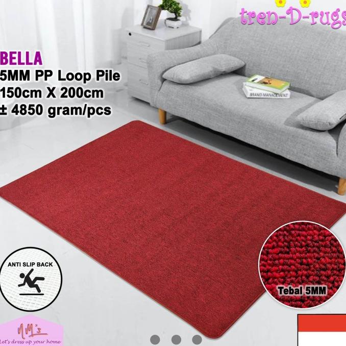 Karpet permadani alas lantai ruang tamu kamar antislip polos minimalis