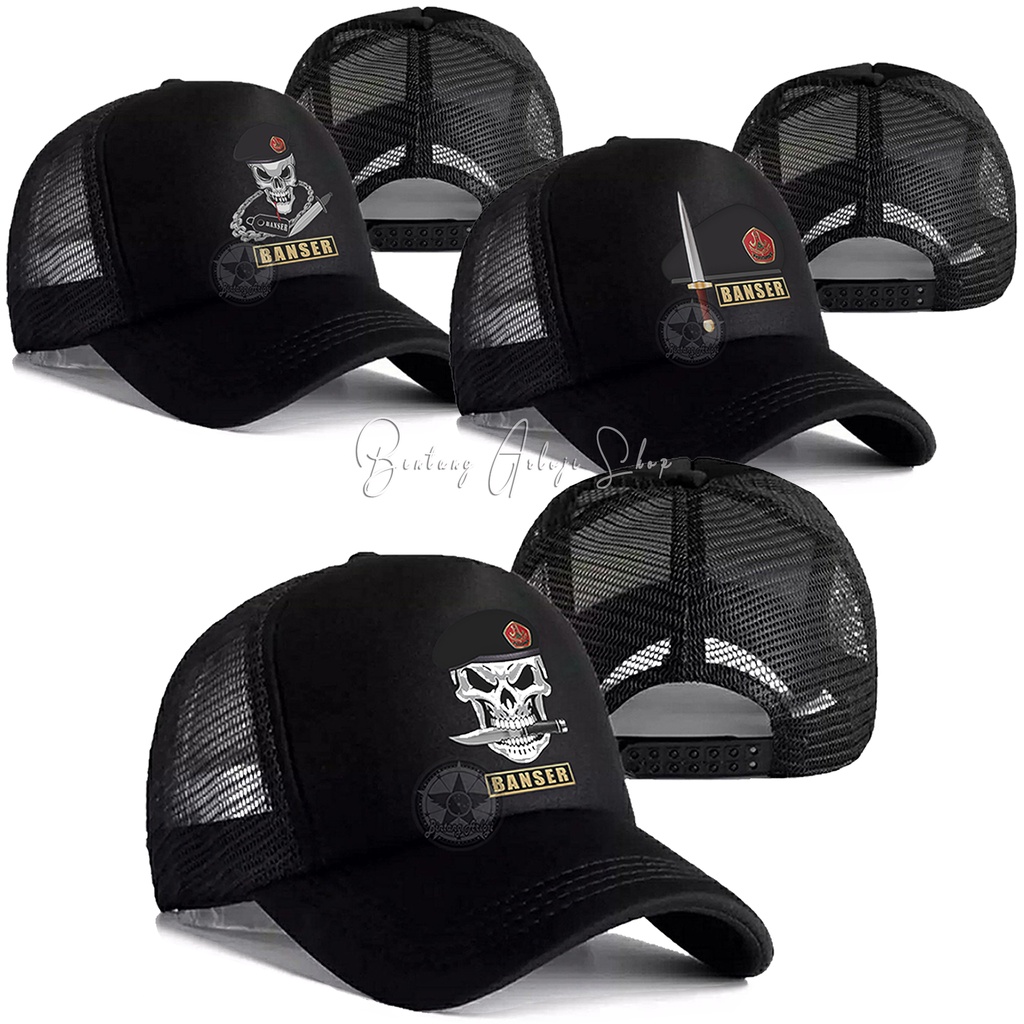 (Exclusive) Topi BANSER NU - Baret Hitam Light Gold