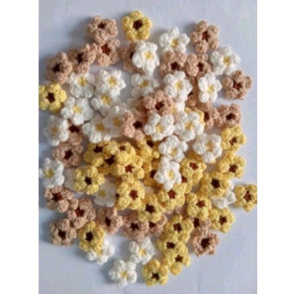 aplikasi bunga rajut 5 kelopak / aplikasi bunga / aplikasi rajut / bunga rajut