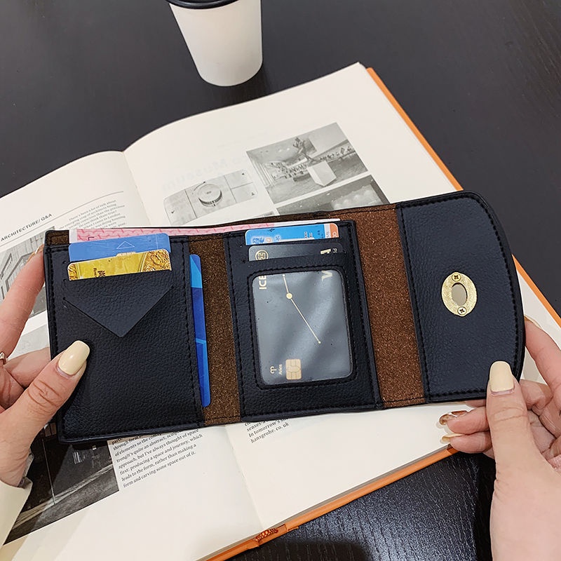 Sera 2023 merek trendi baru fashion camellia dompet pendek wanita tri-fold rivet long wallet multi-card card holder