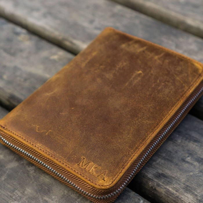 GALEN LEATHER Leather Zippered 5 Slots Pen Case