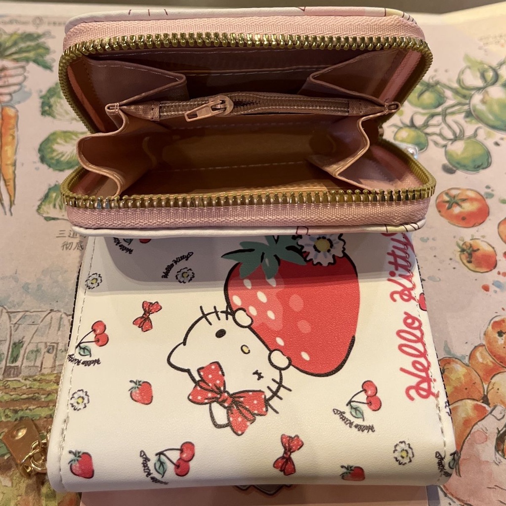 Sera net red cartoon female student coin purse cute hello kitty Hello Kitty dompet ritsleting pendek kecil segar