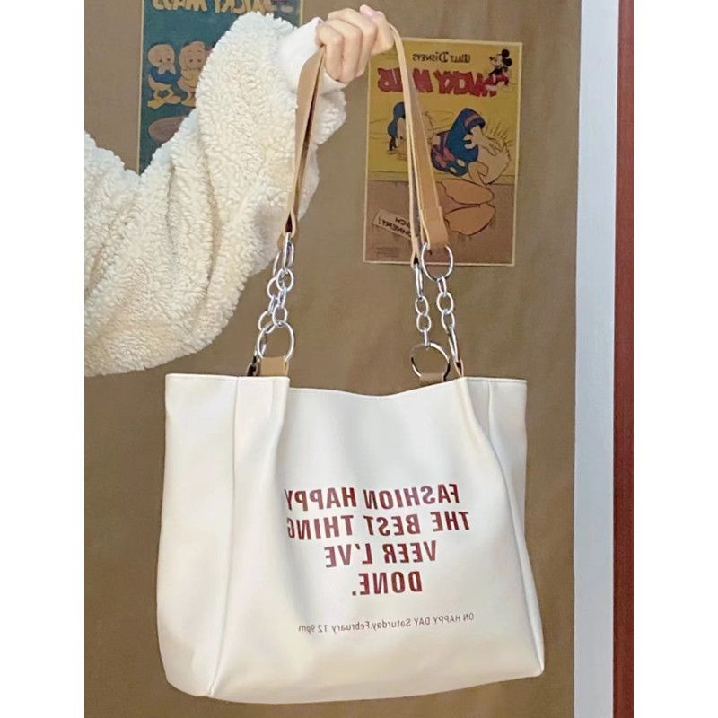 Sera all-match Jepang niche merek trendi baru bertekstur kanvas berkapasitas besar tote bag fashion bordir tas bahu tas ketiak