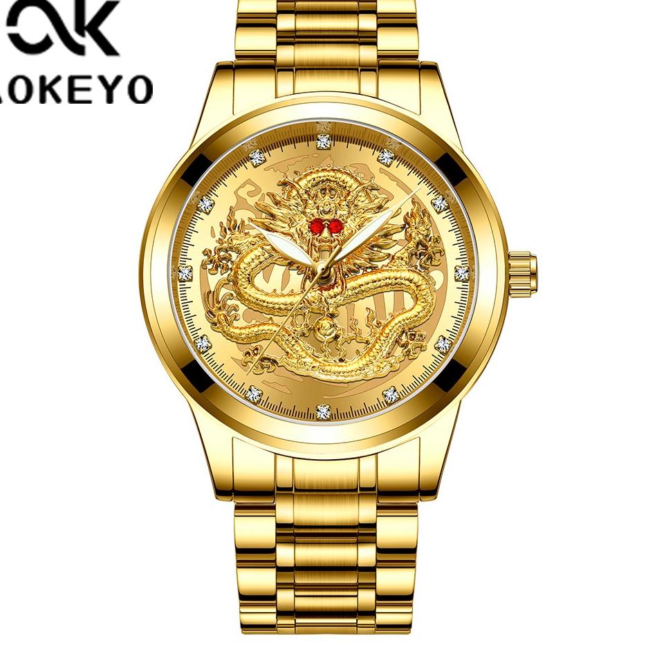 {RSK.1Ap23н} Aokeyo S336 Jam Tangan Pria Naga Anti Air Original（Free BOX+Kartu）