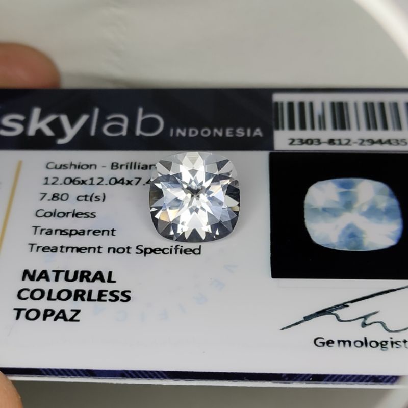 NATURAL COLORLESS TOPAZ WHITE PUTIH MEMO SKYLAB 4435