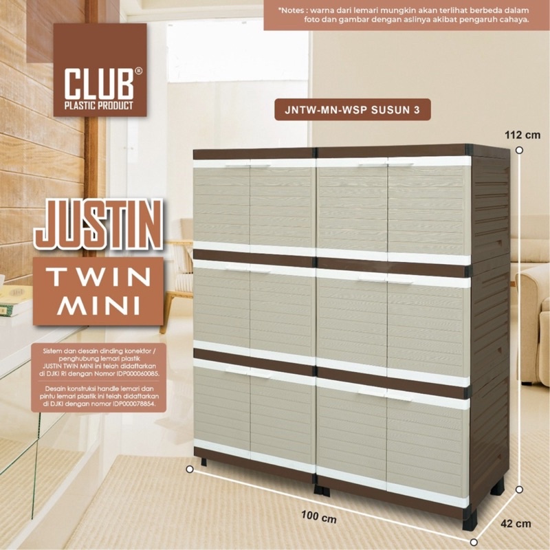 LEMARI PLASTIK JUSTIN TWIN MINI CLUB / MEJA TV / RAK TV PLASTIK / MEJA SERBAGUNA BEST SELLER