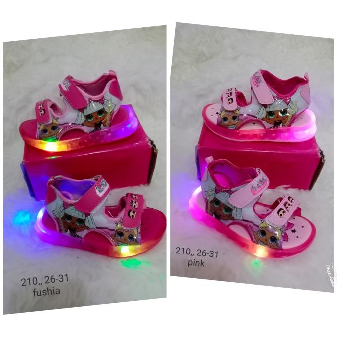sendal sepatu lampu lol LOL frozen anak cewe import murah promo asli