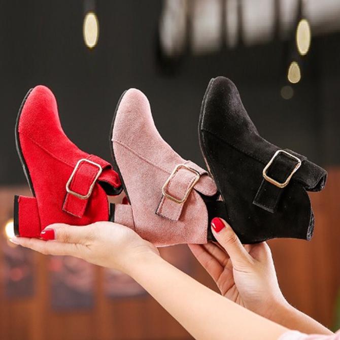 Sepatu Wedge Heels Boot Anak Perempuan Import Simple Belt (ZH-SS196)