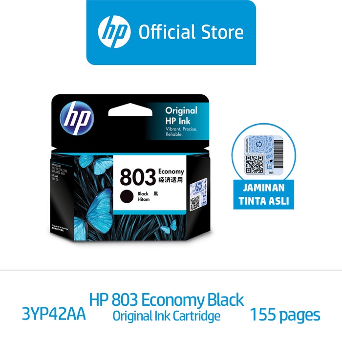 Terlaris Tinta Printer Hp Original 803 Economy Black / Deskjet 1112, 2132, 2621