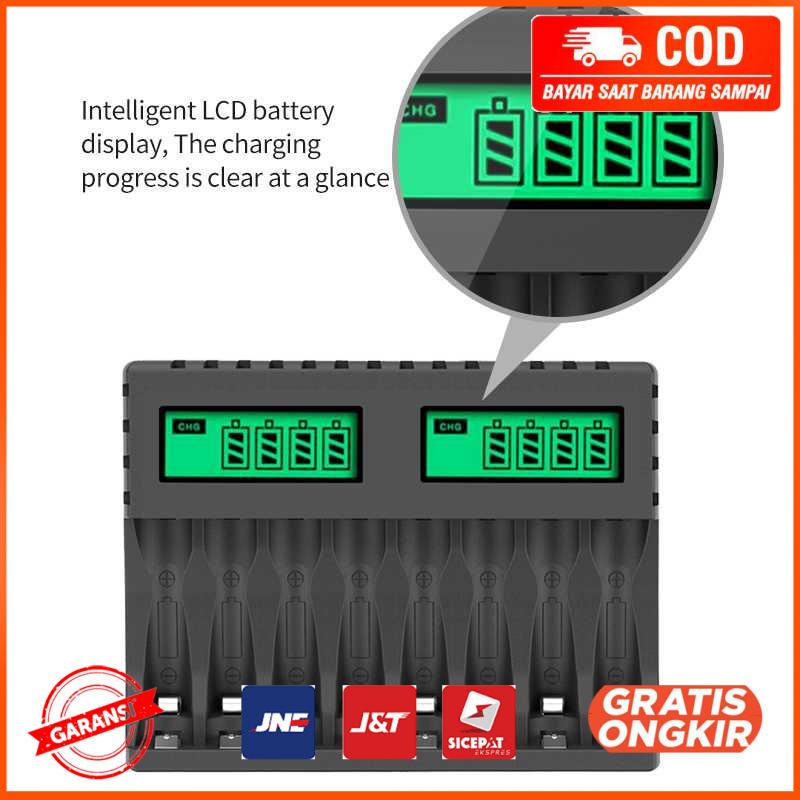 Charger Baterai 8 Slot AA AAA NiMh NiCd Fast Charging USB 1.2V PJ8