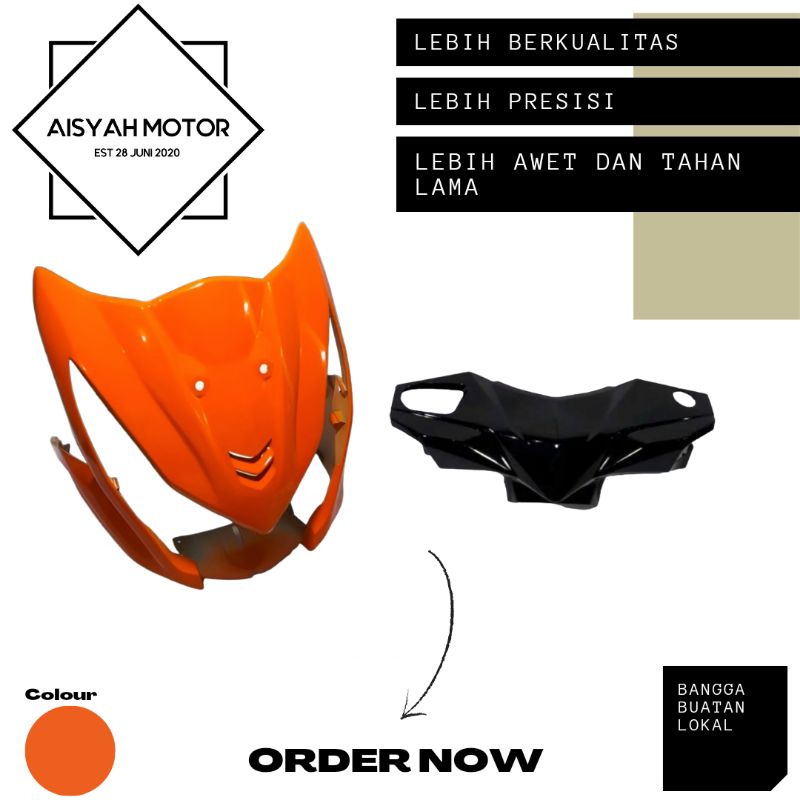 Cover Bodi Batok Depan Tameng Honda Beat FI Warna Oren Tahun 2012-2014