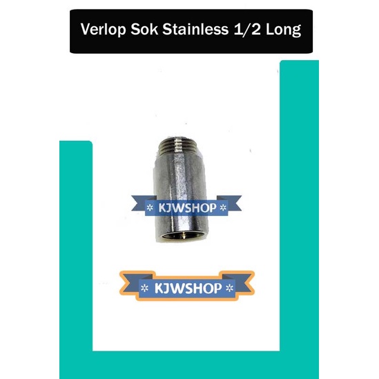 Nepel Sok Drat Luar Stainless Long 1/2 inch Verlop V Sok 1/2" Stenlis murah