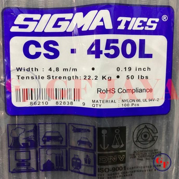 

Kabel Ties / Cable Tie Sigma 450 L Hitam / Putih