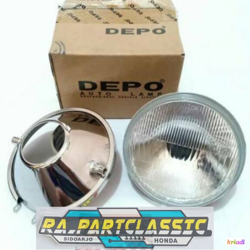 LAMPU DEPO DEPAN REFLEKTOR UK 5.7 INCHI SET BATOK TOTOK CROM SUPER PESEK