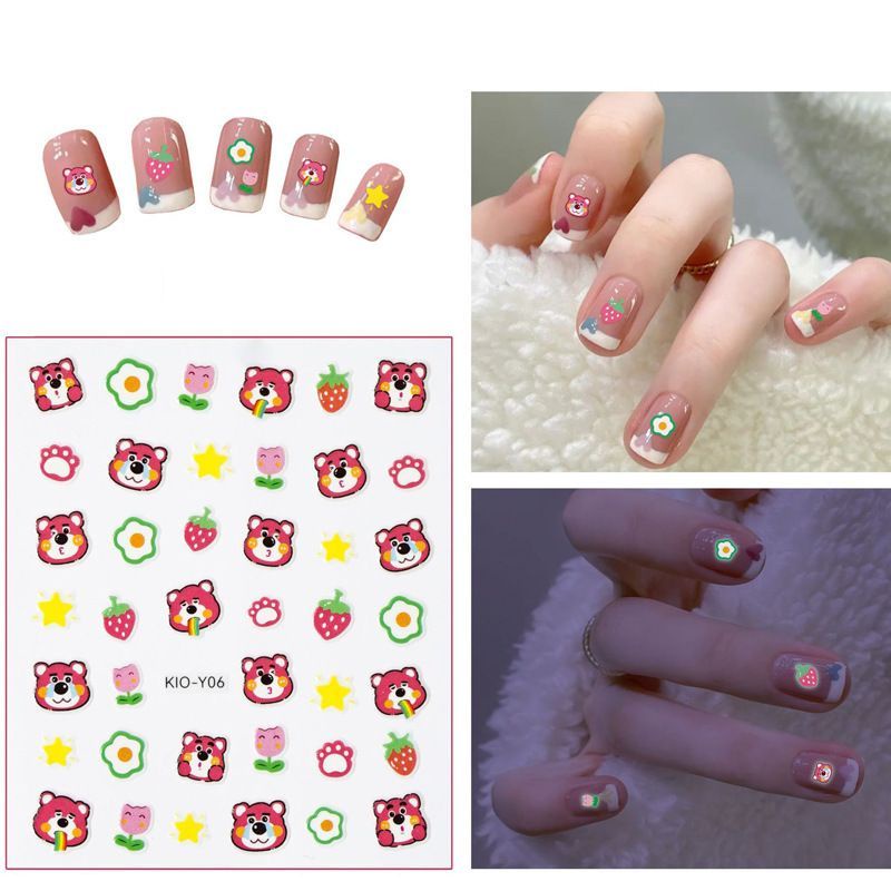 kiyomi glow in the dark nail sticker kuku anak cartoon luminous sticker nail art