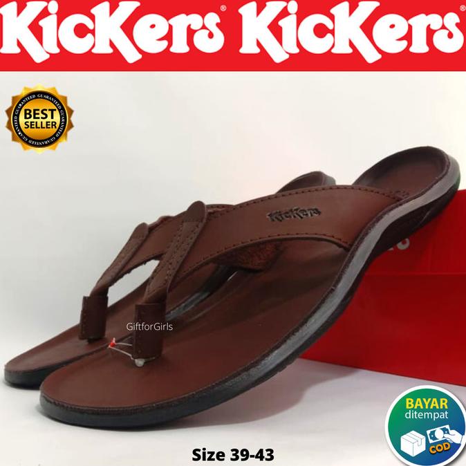 Terbaru Kickers Original Sendal Jepit Kulit Asli Pria Sandal Cowok Formal Sale