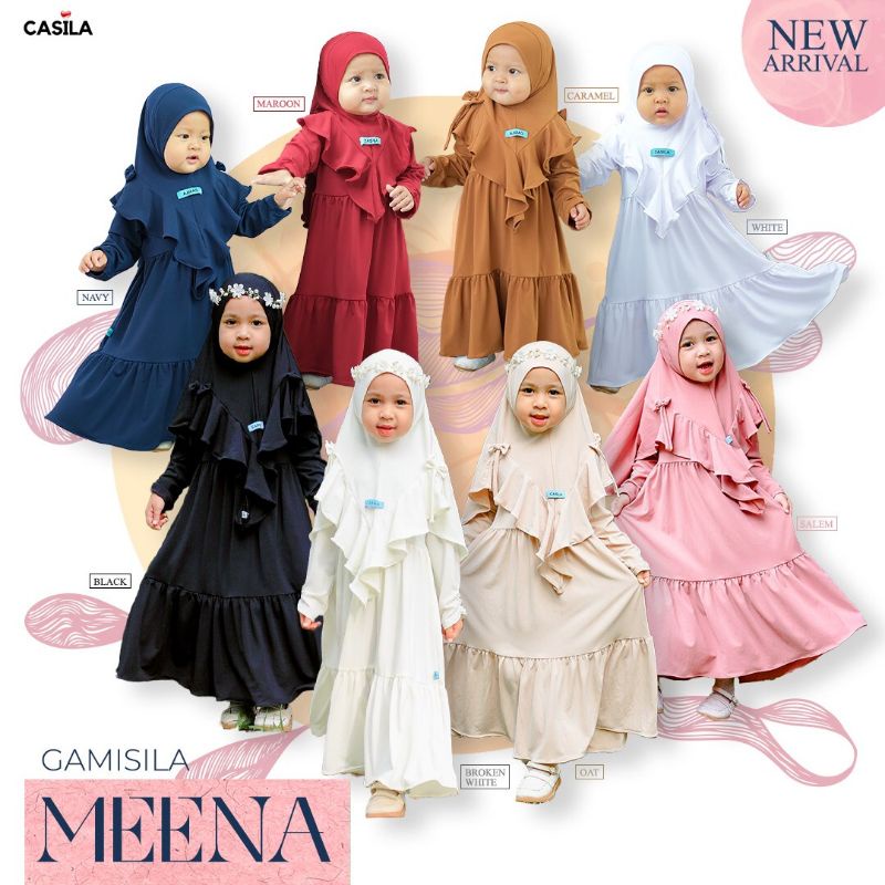 Gamisila Meena Original Casila | Gamis Syar'i | Gamis set Hijab |Baju Syar'i Anak