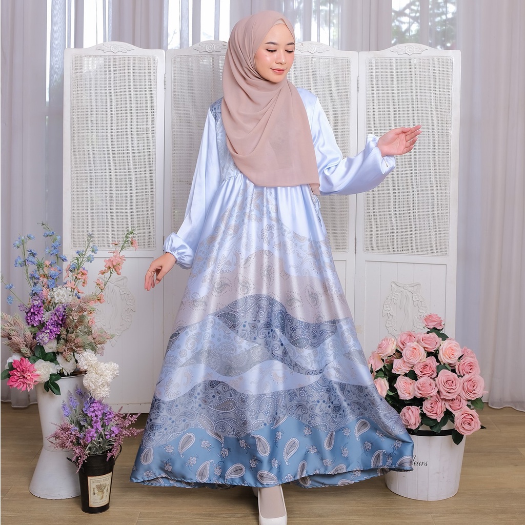 MAZAYA DRESS Gamis Remaja Untuk Lebaran Bahan Armany Silk  Busui Friendly