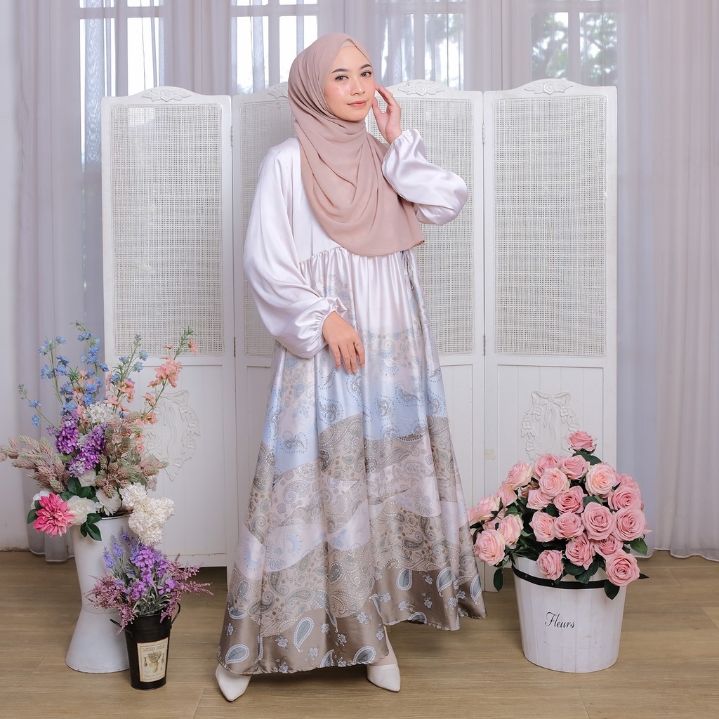 MAZAYA DRESS Gamis Remaja Untuk Lebaran Bahan Armany Silk  Busui Friendly