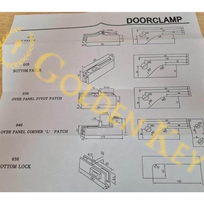 Jepitan Penjepit Pintu Kaca L Patch Fitting Davinci Pt 40 Pss Kilap
