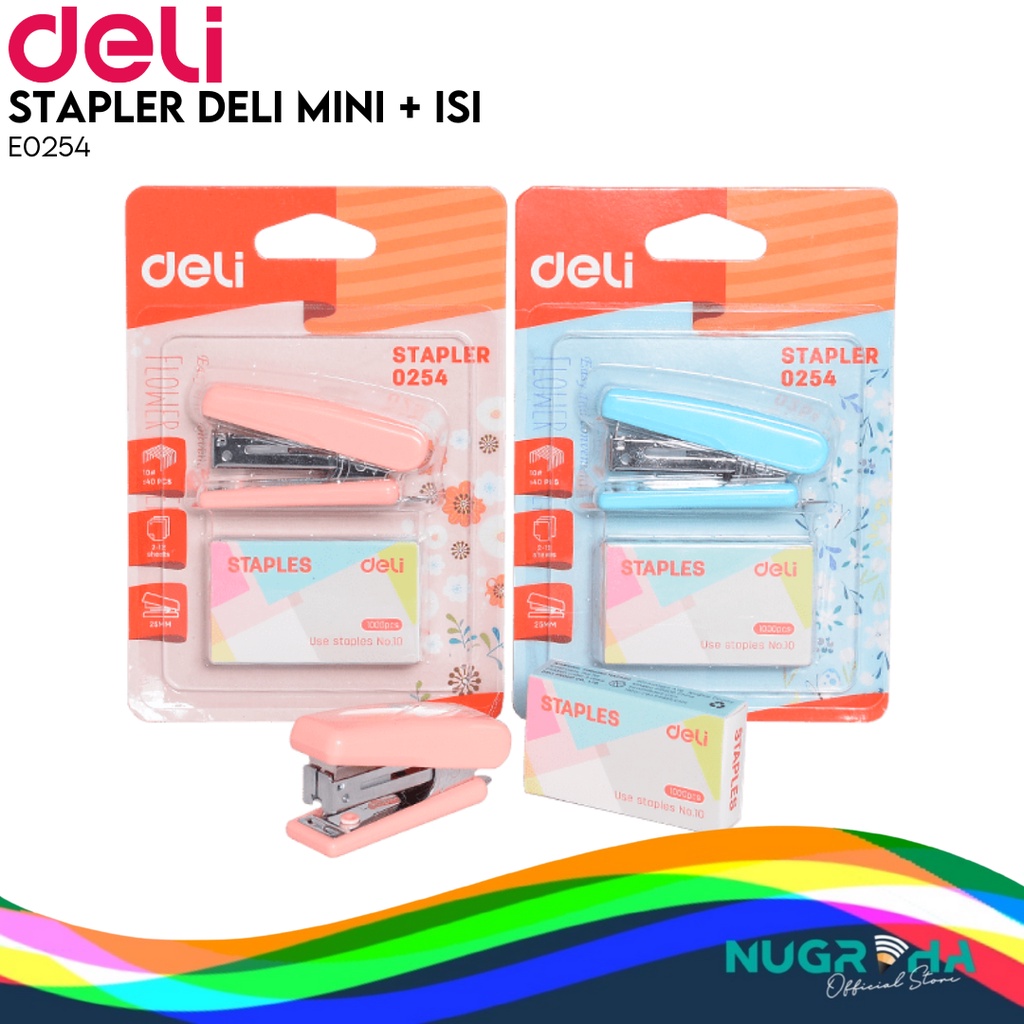 

STAPLER STAPLES MINI SET DELI 0254 LUCU WARNA WARNI KECIL STAPLER