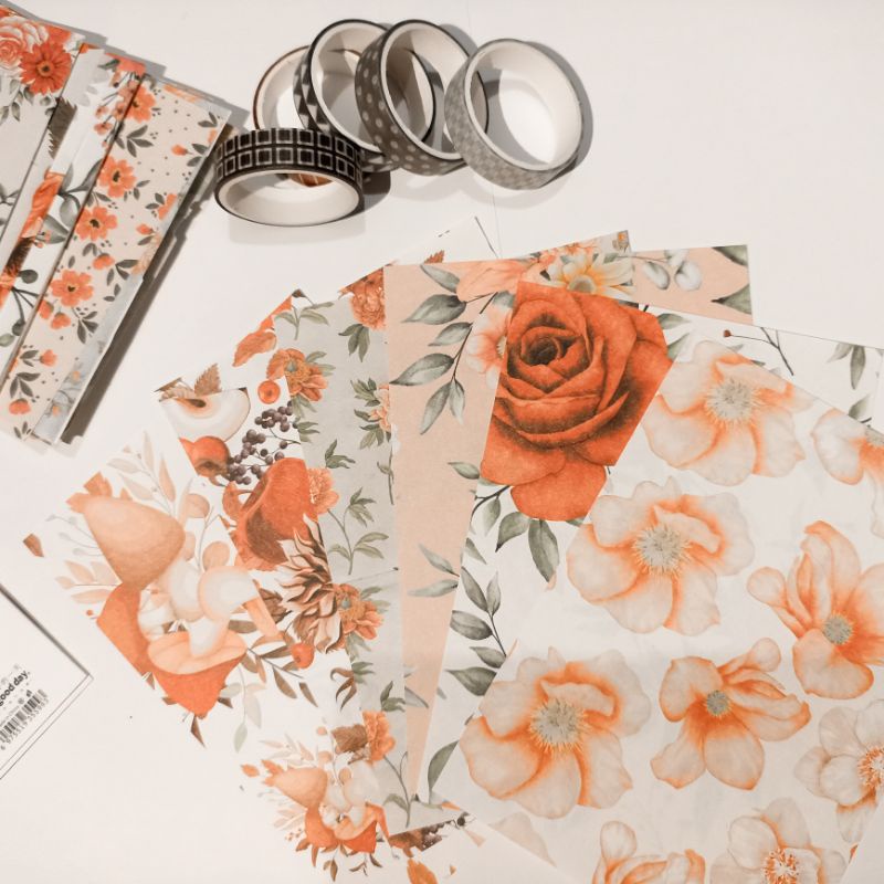 

Paper Flowers 5 Lembar Motif BROKEN WHITE Kertas Scrapbook DIY Journal Paper BuJo Aesthetic