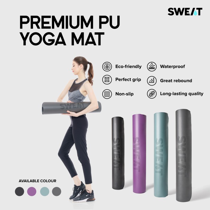 SWEAT PREMIUM ANTI-SLIP YOGA MAT PU MATRAS YOGA PREMIUM