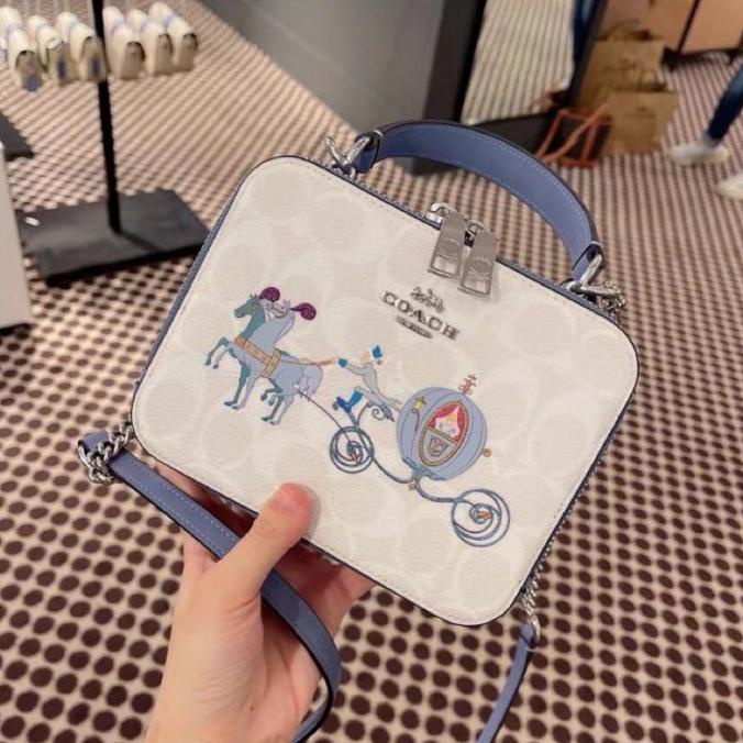 Disney X Coach Box Crossbody In Signature Canvas With Cinderella