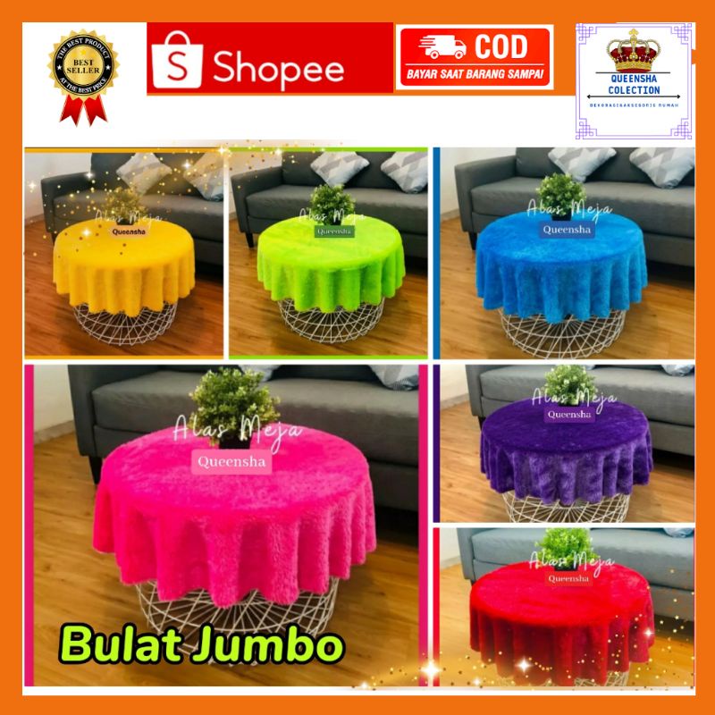 Taplak Bulat Jumbo Uk 100cm Taplak Bulat Bulu Rasfur Taplak Meja Bundar Ruang Tamu Taplak Meja Bunda