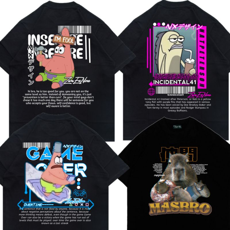 ZeroXnine Kaos Distro Pria wanita Meme Keren Patrick| katun Combed 24s