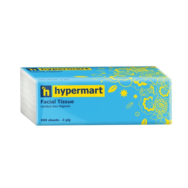 HYPERMART VALUE PLUS FACIAL TISSUE SOFTPACK 200 SHEETS - TISU
