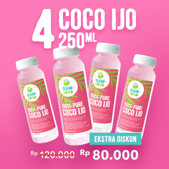 

Paket 4x Coco Ijo 250ml - Air Kelapa Hijau Murni