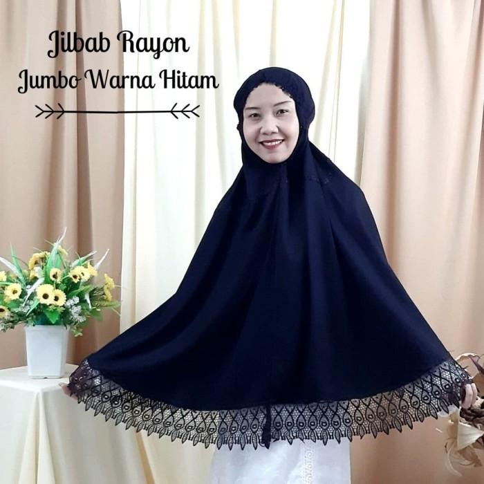 Jilbab Ihram Wanita Rayon Jumbo Hitam Polos Perlengkapan Haji Umroh