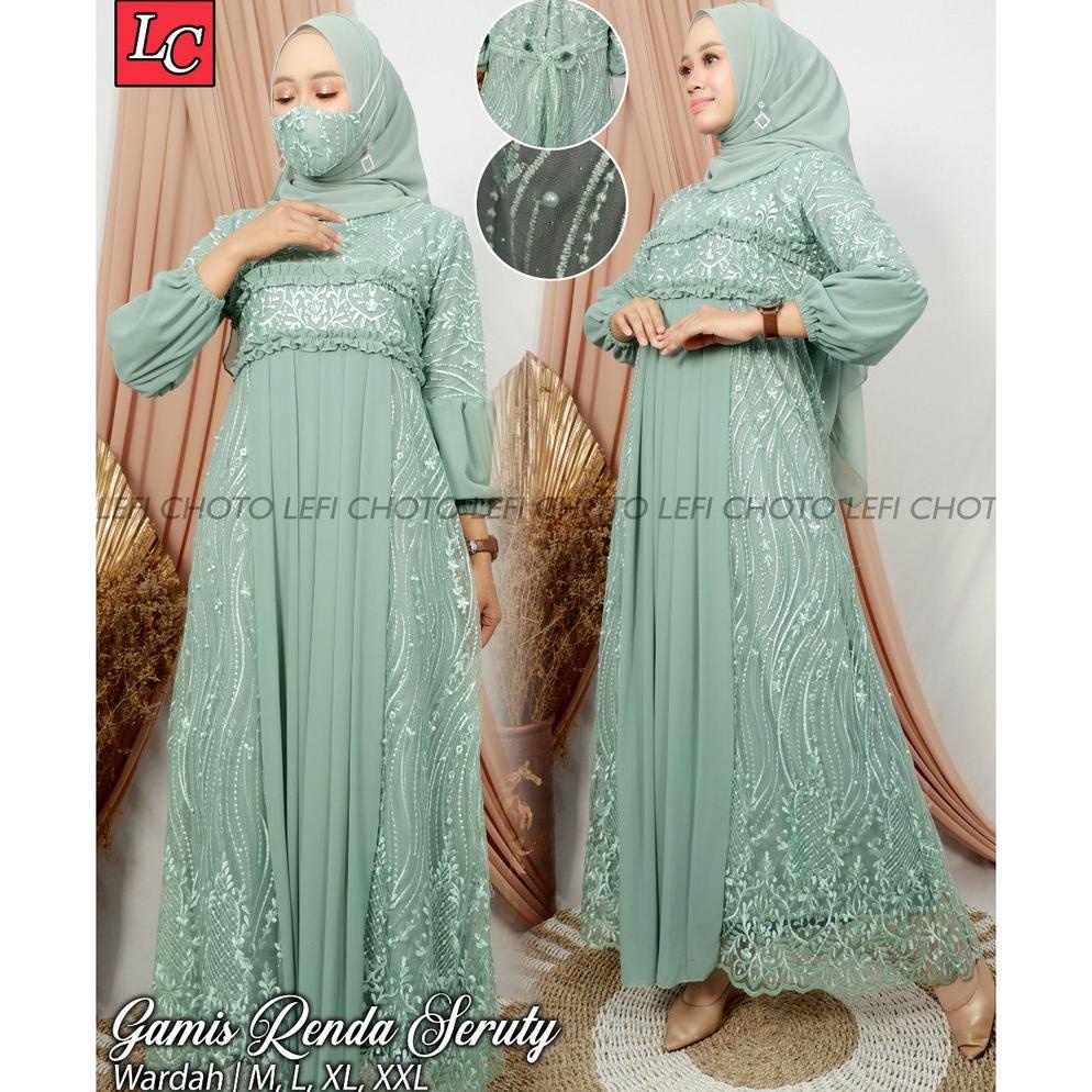 Gamis Renda Ceruty/ Gamis/ Gamis Ceruty/ Gamis Pesta/ Gamis Tile/ Gamis Brukat/ Dress Kondangan